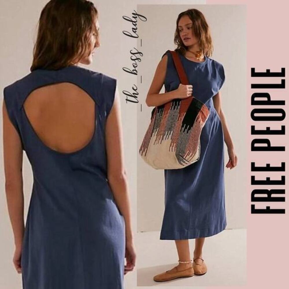 Free People dress maxi cotton cutout pleated